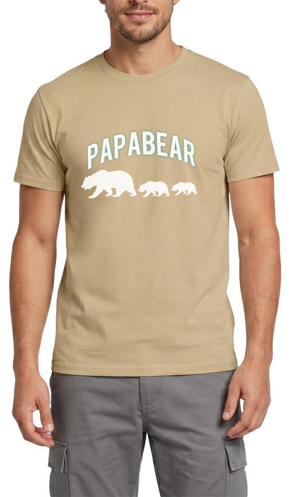 Spreadshirt Papabear Bärenfamilie Dad Männer T-Shirt, L, Sandbeige