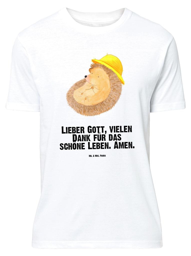 Mr. & Mrs. Panda Größe XL T-Shirt Igel Beten - Weiß - Geschenk, Amen, Shirt, mit Spruch, Tshirt, Lustige Sprüche, Sonnenhut, Genießen, Dankbar...