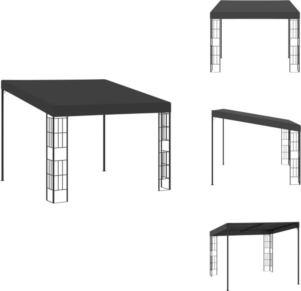 Pavillon mural 3x3 m anthracite - Solution d'ombrage fixe sans encombre