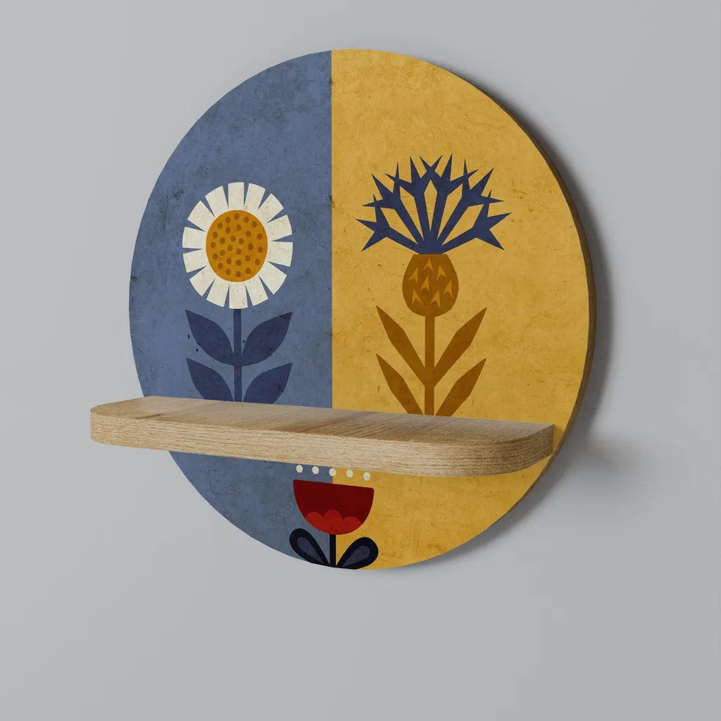SCANDIC FLORET Étagère ronde murale en bois naturel - Ø 45 cm