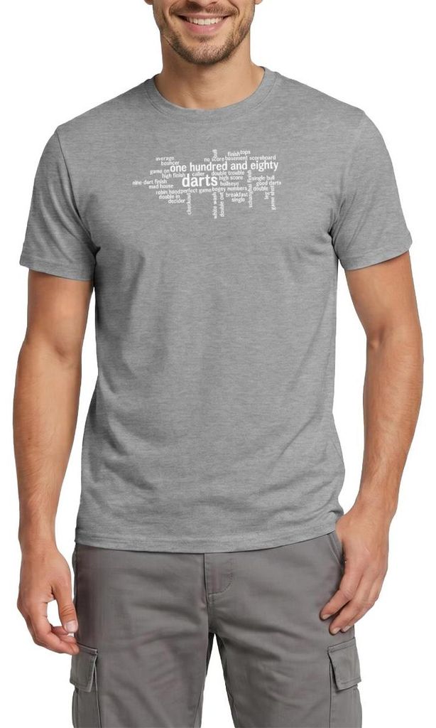 Spreadshirt Darts 180 Wortwolke Wordcloud Dartsfan Geschenk Männer T-Shirt, 3XL, Graphit meliert