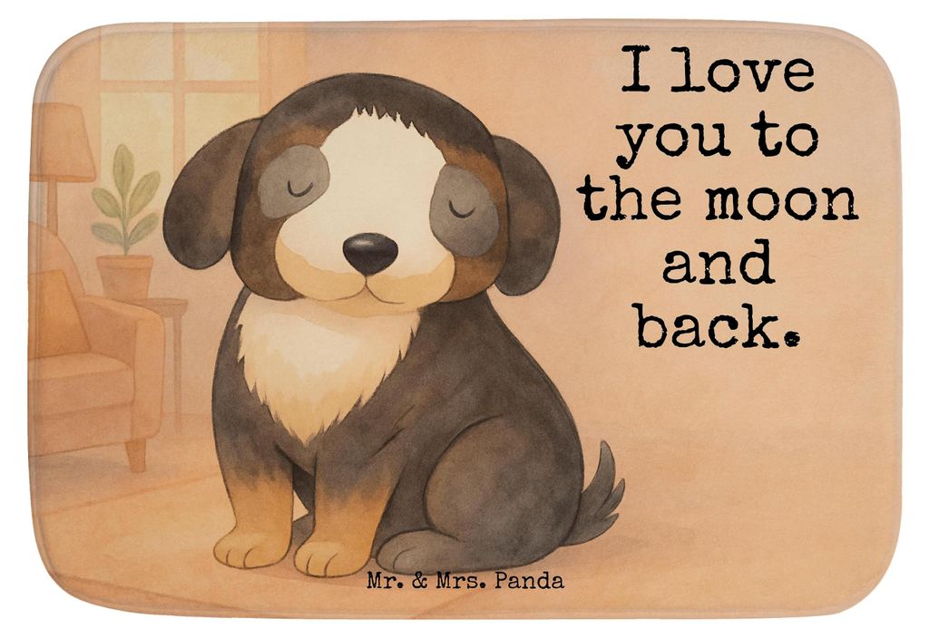 Mr. & Mrs. Panda Badezimmerteppich Hund Entspannen Design - Weiß - Geschenk, duschmatte, Liebe, badezimmermatte, Badematte, Badteppich, Verliebt, ...