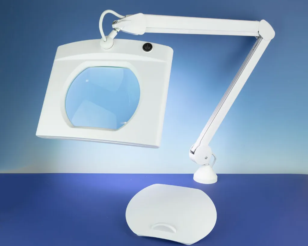 Grande loupe de table rectangulaire Krick XL éclairante à LED blanche