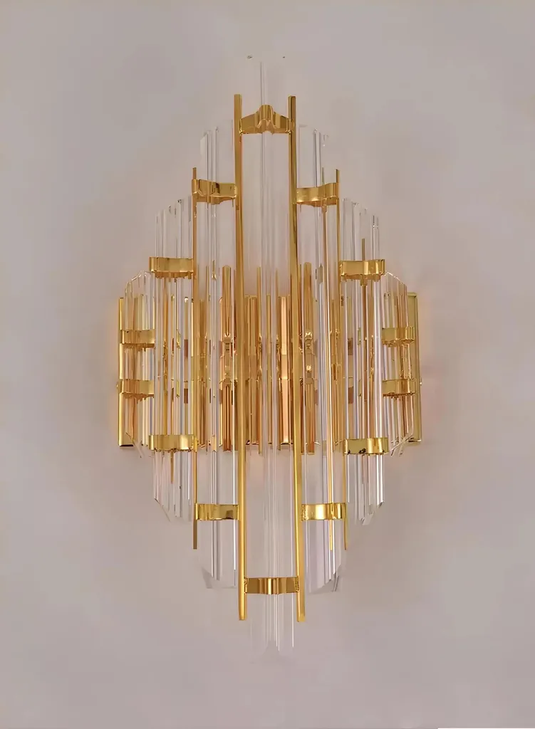 Lampe murale design doree luxe applique de salon moderne en metal dore