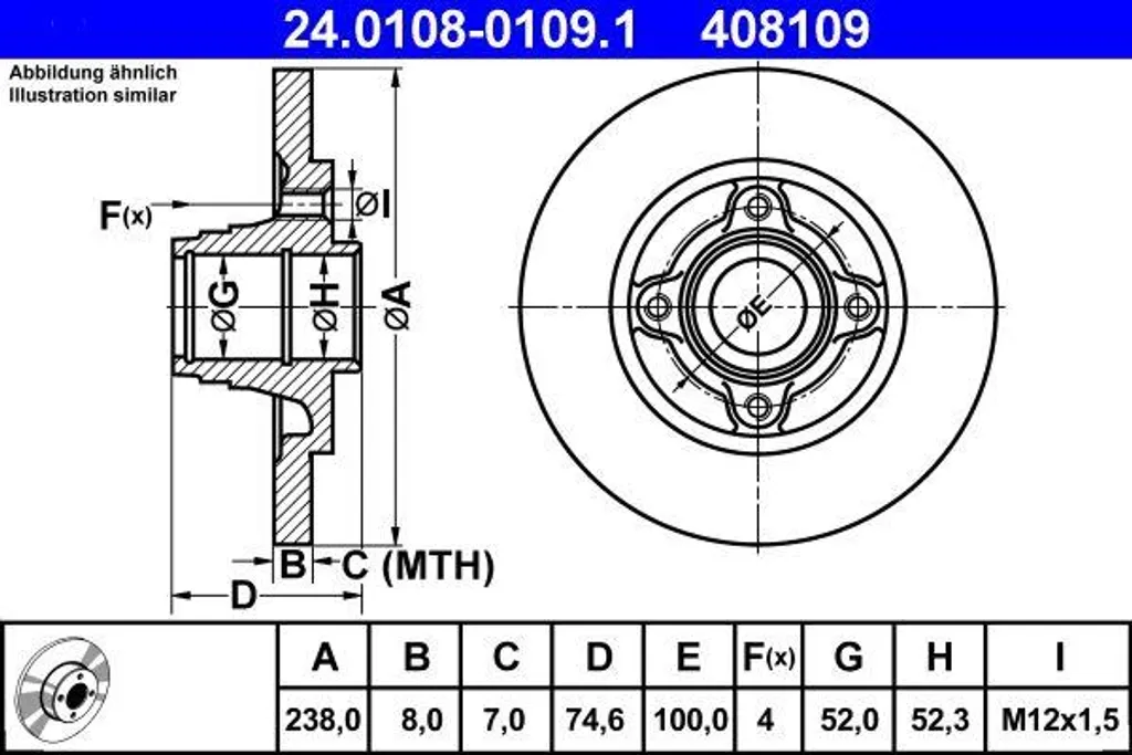 Disque de frein ATE 7701204302 anti-vibration idéal pour Clio
