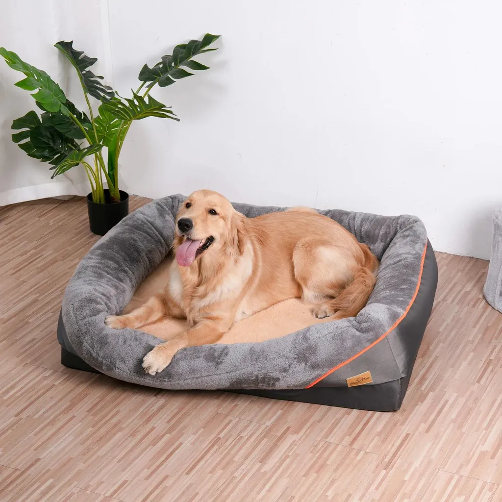 Letto/materasso per cani - Materassino - Schiuma ortopedica - Impermeabile - 100% cotone - Sfoderabile - XL - Grigio scuro