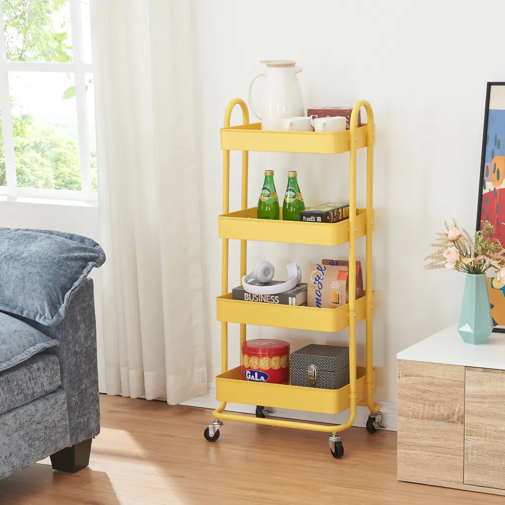 Carrello Pyhäntä Giallo in Acciaio 103,5cm - Design Industriale