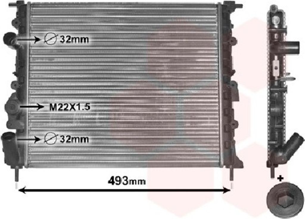 Van Wezel Wasserkühler für Dacia Logan Sandero Renault Clio II Kangoo Megane