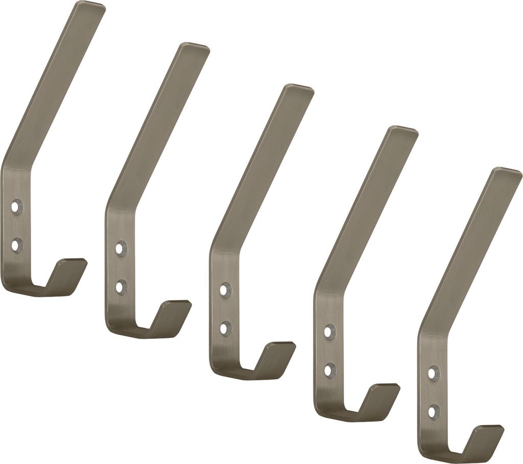 5 x SOTECH Kleiderhaken Loxten 142 x 20 x 45 mm, Garderobenhaken modern aus echt Edelstahl gebürstet Wandhaken mit 3 mm Materialstärke Jackenhake...