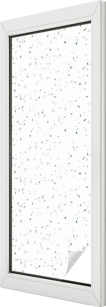 Buntglas Fensterfolie – 146x50 cm – Stained-Glass Design – blickdichte dekorative Sichtschutzfolie – selbstklebend, UV-Schutz – Verstreut...