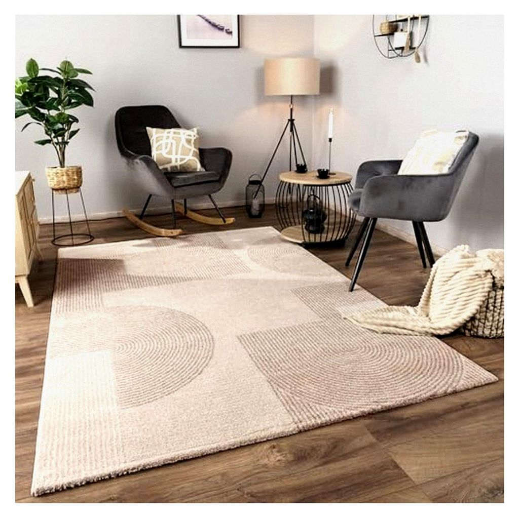 Teppich für Wohnzimmer und Schlafzimmer mit kurzem Flor, abstraktes geometrisches Muster in Regenbogenfarben, 3D-Effekt, Größe: 160x230 cm, Farb...