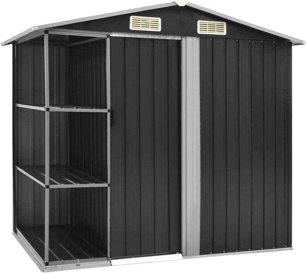 Gartenhaus mit Regal Anthrazit 205x130x183 cm Eisen