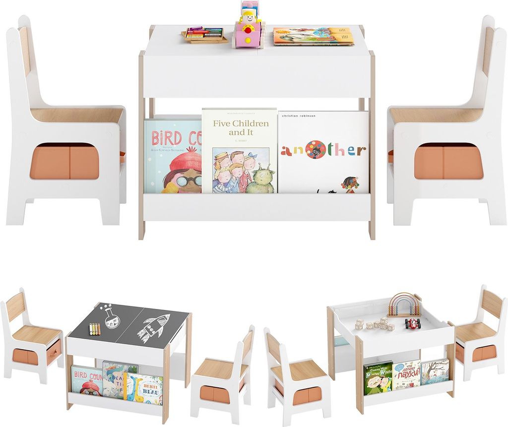Tavolo per bambini COSTWAY con 2 sedie, gruppo di seduta Immagine del prodotto 