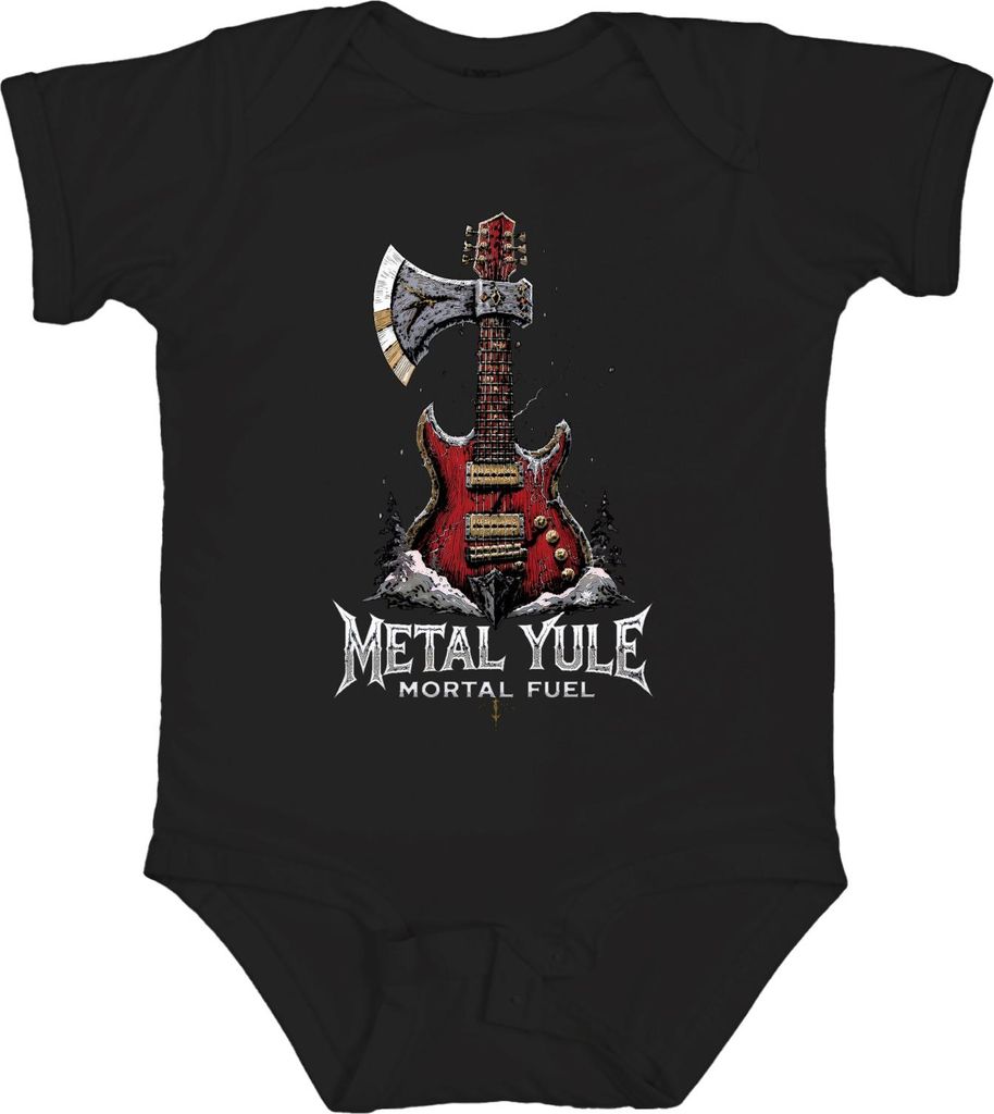 Metal Yule Mortal Fuel Weihnachtsmetal E Gitarre Rock Geschenk Unisex Baby Body, Schwarz, 12/18
