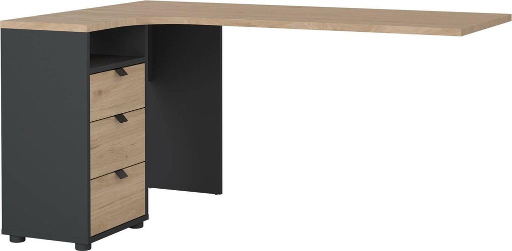 Schreibtisch Pinot, Mehrzweckschreibtisch, Bürotisch für PC, Eckschreibtisch, 150x100 h76 cm, Eiche und Grau