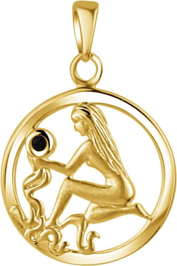 V Anhänger 925/- Sterling Silber 2,1cm gelb Saphir 274240092-1JU