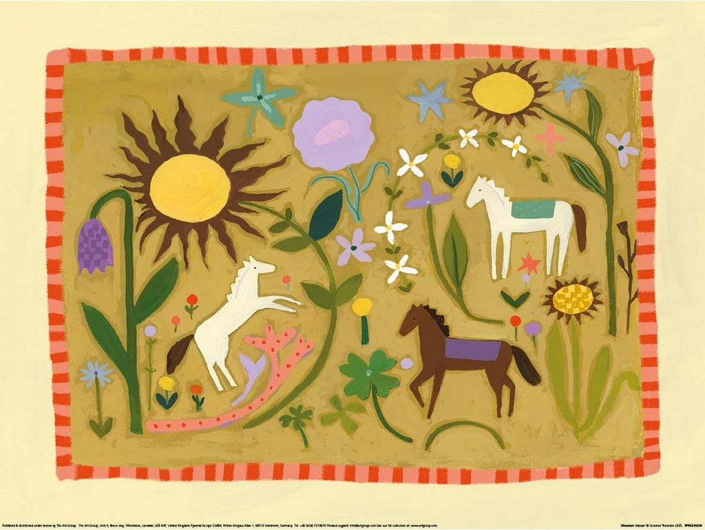 Summer Thornton - bedruckt "Meadow Horses", Papier PM12045 (50 cm x 40 cm) (Bunt)