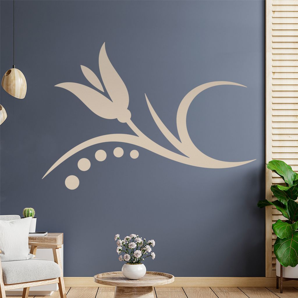 Blume - Linien Punkte Wandtattoo in 6 Größen - Wandaufkleber Wall Sticker - Dekoration, Küche, Wohnzimmer, Schlafzimmer, Badezimmer
