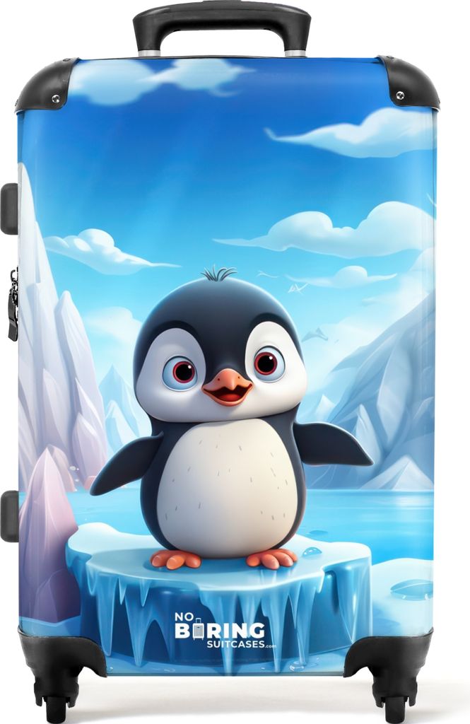 NoBoringSuitcases.com - Großer Koffer XL - Kinderkoffer Pinguin geeignet für Jungen und Mädchen - Reisekoffer mit 4 Rollen - Trolley auf Rollen ...