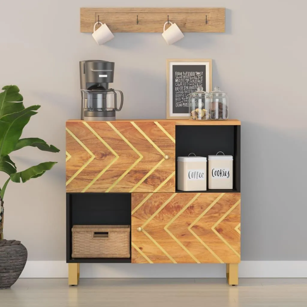 vidaXL Mobile Buffet in Legno di Mango Massiccio Marrone e Nero 80cm