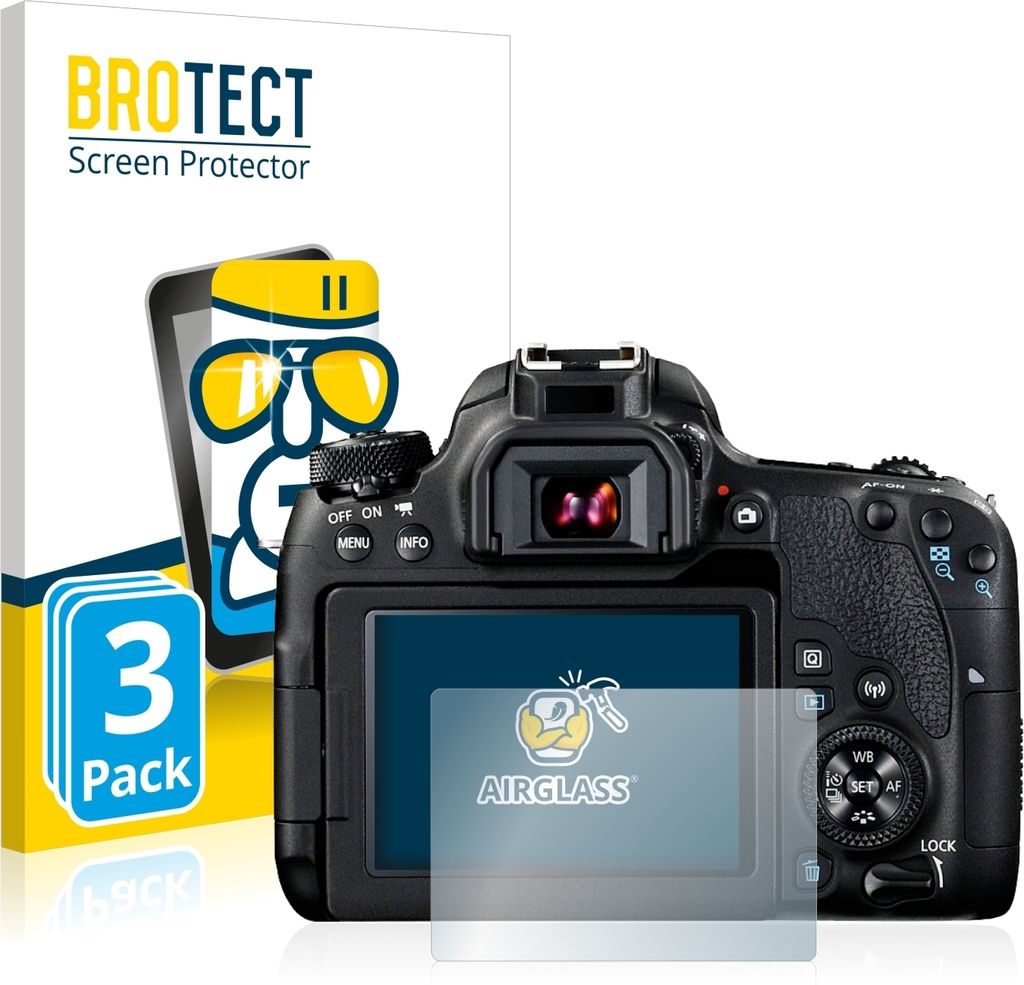 3x BROTECT Schutzglas für Canon EOS 77D Schutzfolie Panzer Folie Glas Display Schutz klar