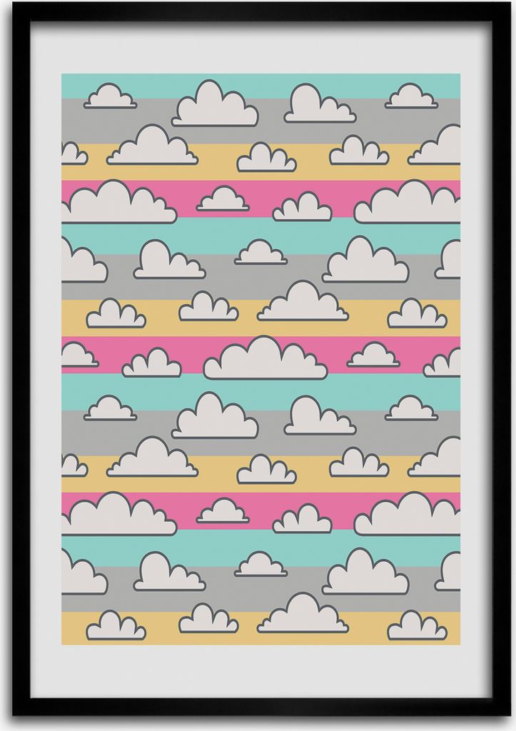Bild - Bilderrahmen - Foto - 70 cm x 100 cm - MDF - Rahmen - Wandkunst - Bunter Wolkenhintergrund