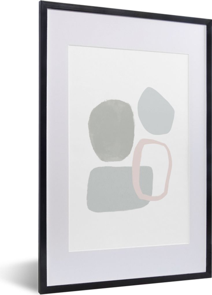 MuchoWow Gerahmtes Poster Linienkunst - Abstrakt - Pastell 40x60 cm - Poster mit Schwarzem Bilderrahmen Wandposter Rahmen Foto Bilder - Poster in...
