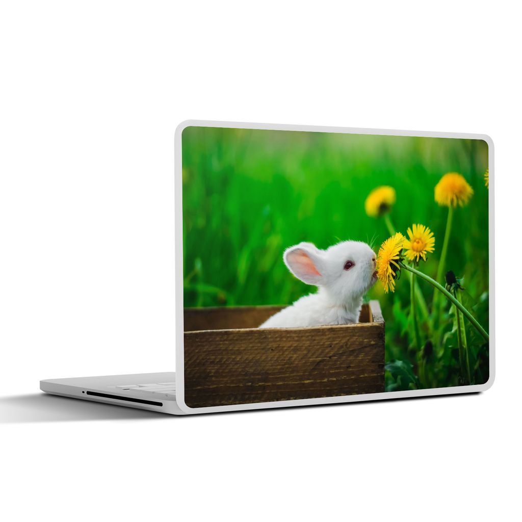 MuchoWow Laptop Aufkleber Sticker Cover Kaninchen - Löwenzahn - Gras 36.5x27.5 cm - Laptop-Sticker