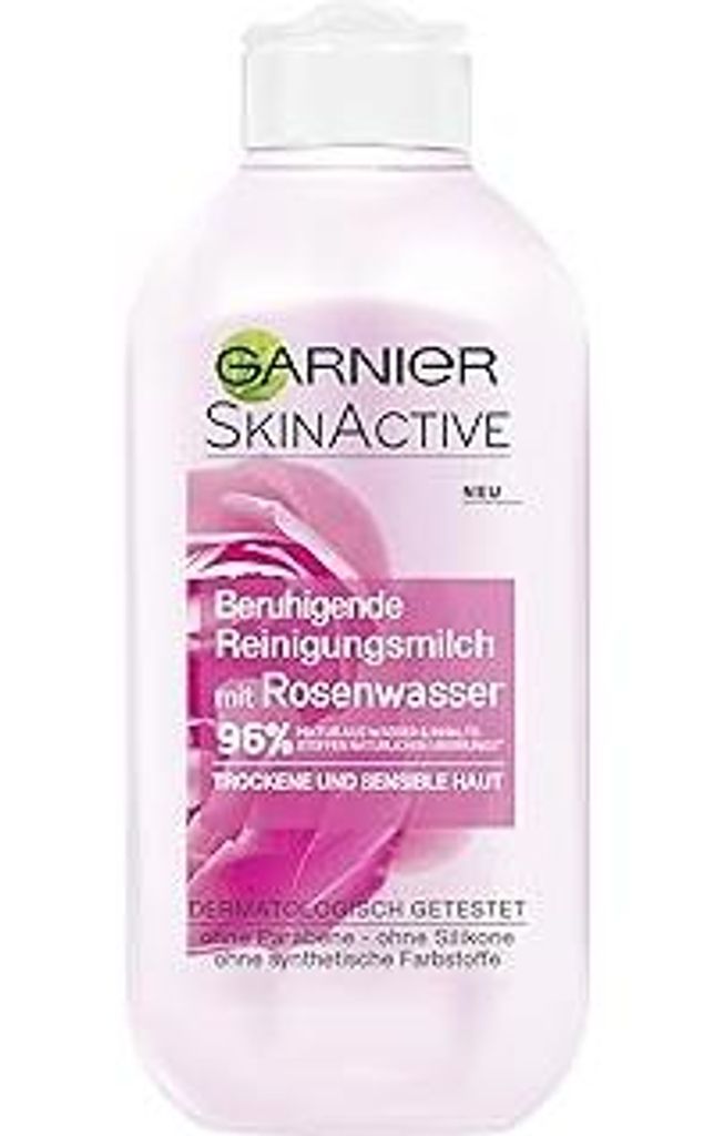 Garnier SkinActive Reinigungsmilch mit Rosenwasser Trockene und sensible Haut, (200 ml)