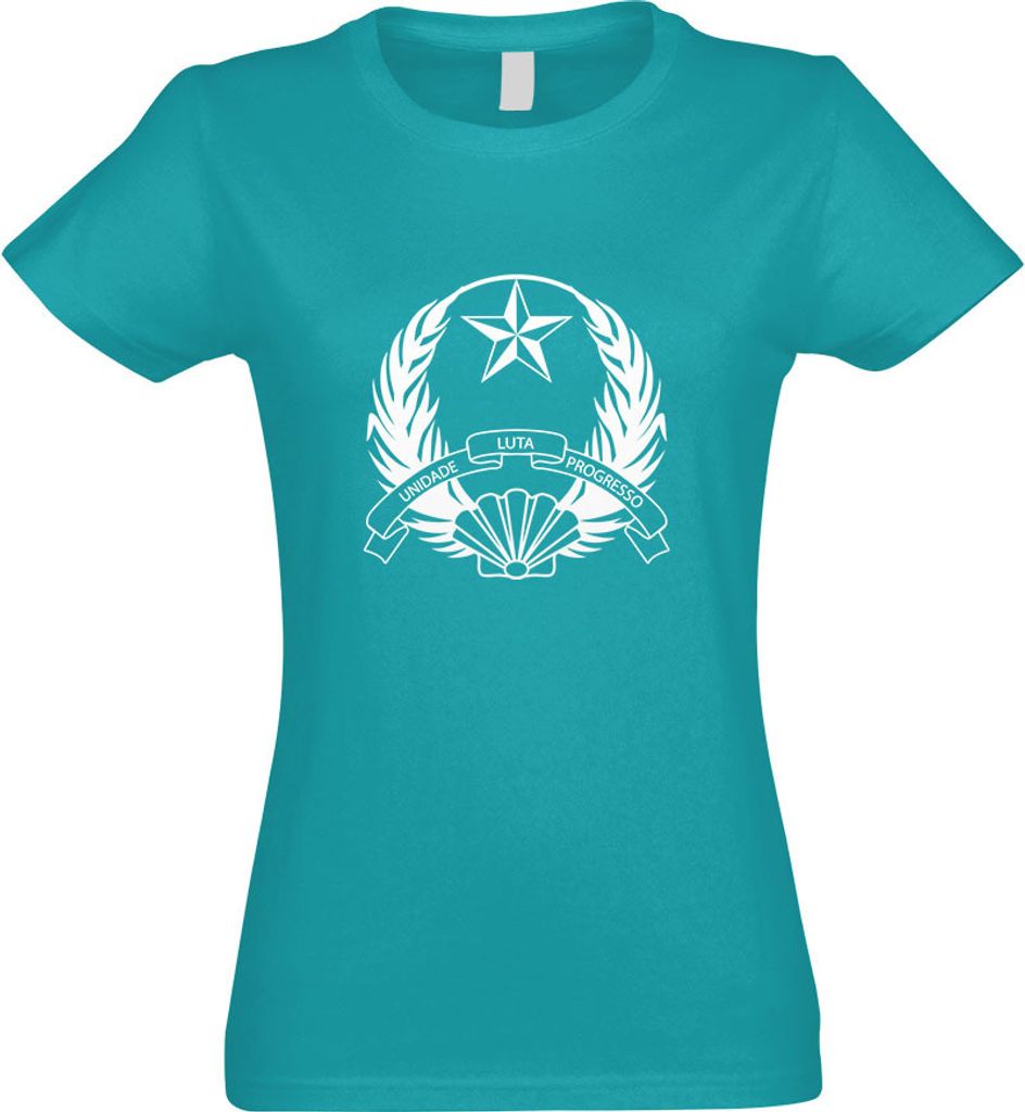 Kiwistar - T-Shirt tailliert - Damen - türkis - Guinea-Bissau Wappen - mit Motiv Bedruckt - Funshirt Design - Sport - Freizeit - Damen - L
