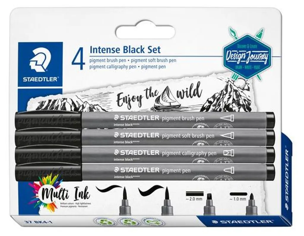 Set de 4 Feutres à Dessin Noir Intense pigmentArts pour Art et Croquis