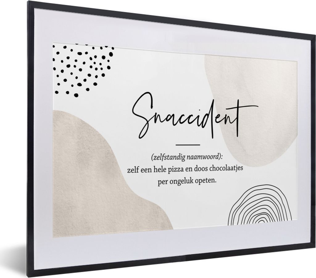 MuchoWow Gerahmtes Poster Zitate - Snaccident definition - Sprichwörter - Wörterbuch 40x30 cm - Poster mit Schwarzem Bilderrahmen Wandposter Ra...