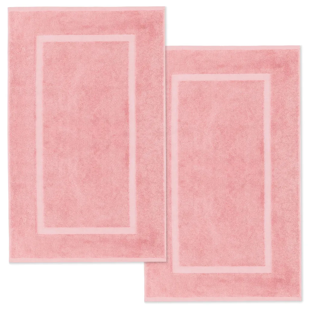 Tapis de Bain Rose Pastel en Éponge Pur Coton 800g/m² - Lot de 2 Elena