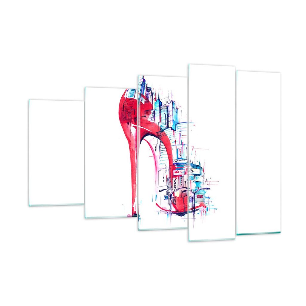 Bilder auf glas - Heel Eleganz Individualität illustration - 150x100cm - Glasbilder - Wandbilder - Kunstdruck - Wanddekoration aus Glas - Glas Bil...