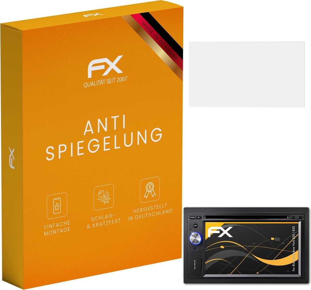 atFoliX FX-Antireflex 3x Schutzfolie kompatibel mit Blaupunkt New York 830 / 835 Displayfolie