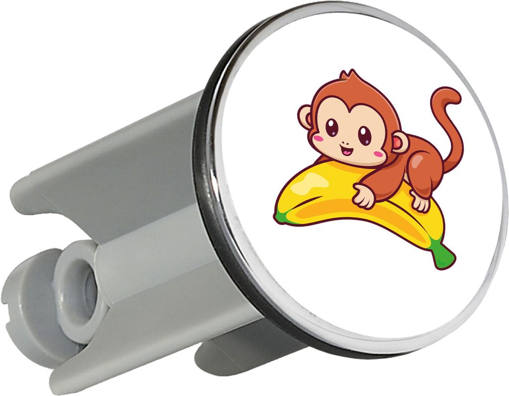 Huuraa Waschbeckenstöpsel Süßer Affe Comic 4cm höhenverstellbar Abflussstopfen Geschenkidee
