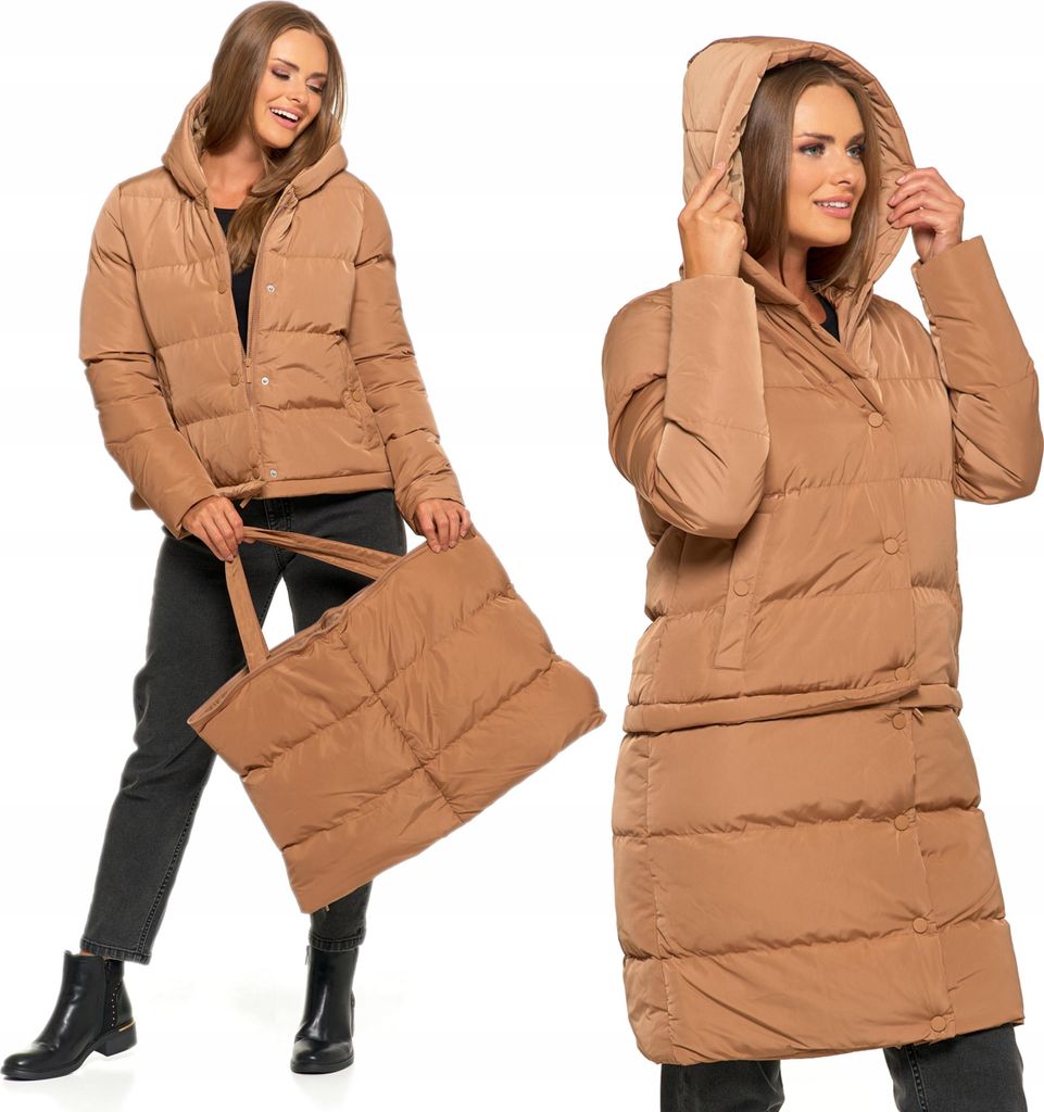 Lange Jacke Damenmantel 2in1 Abnehmbare Daune Warm Stylish MORAJ XL