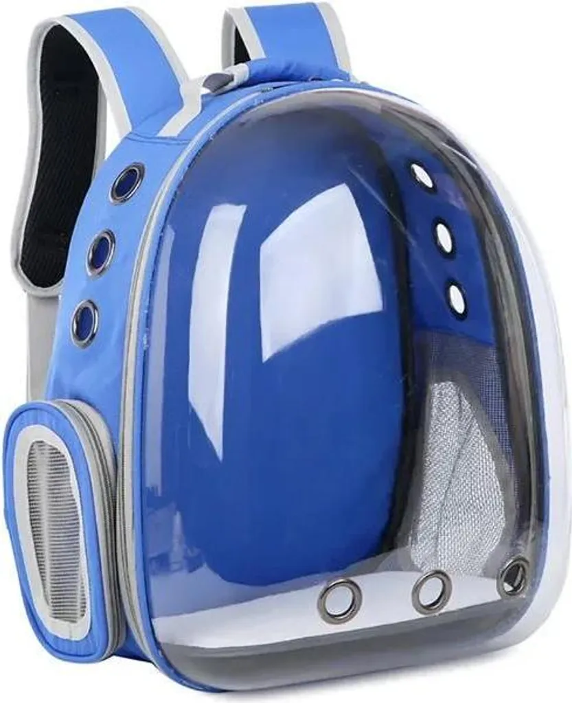 Sac à dos chat anti-stress bleu à vue panoramique et poids plume