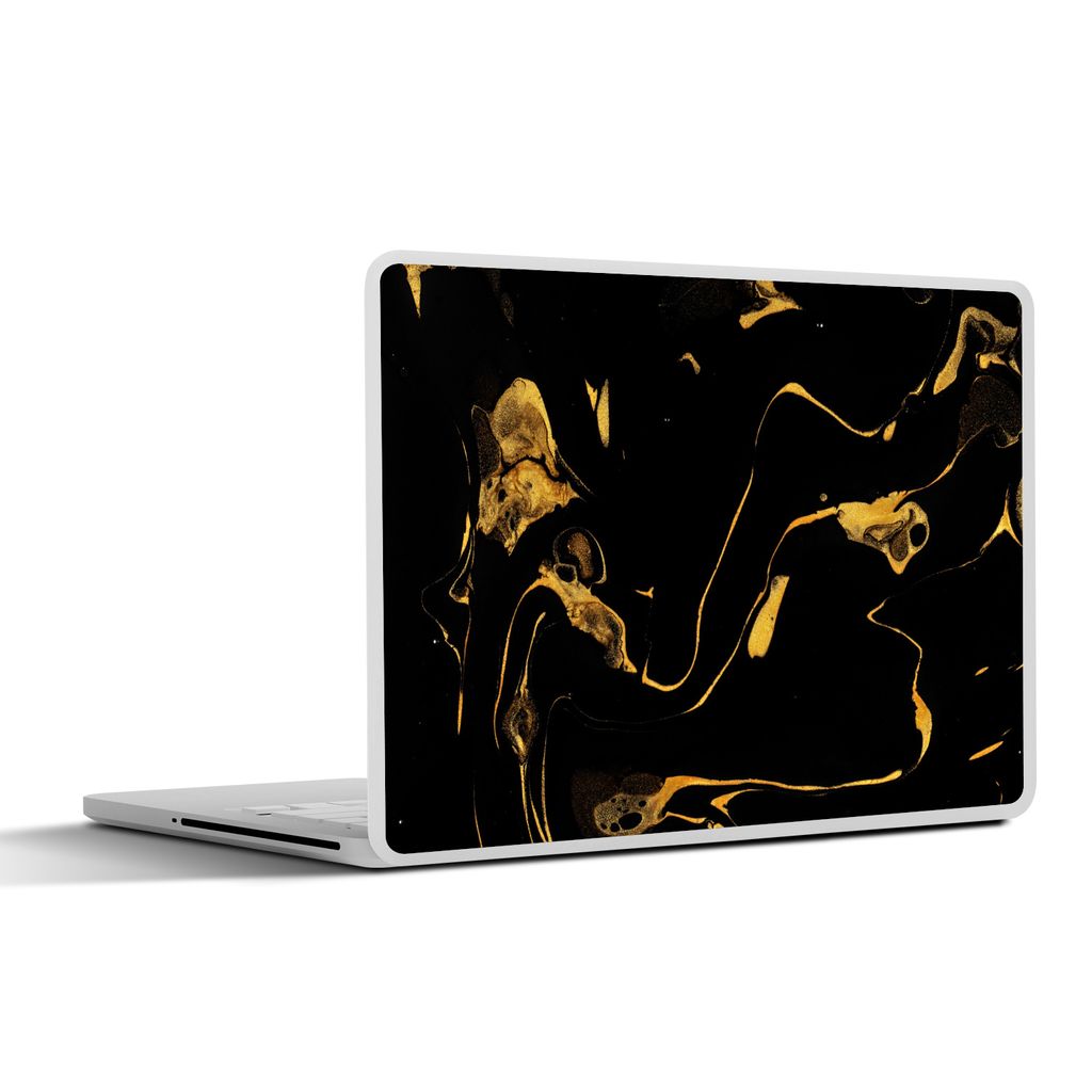 MuchoWow Laptop Aufkleber Sticker Cover Muster - Gold - Schwarz 32.5x23.5 cm - Sticker für Laptop - Selbstklebend