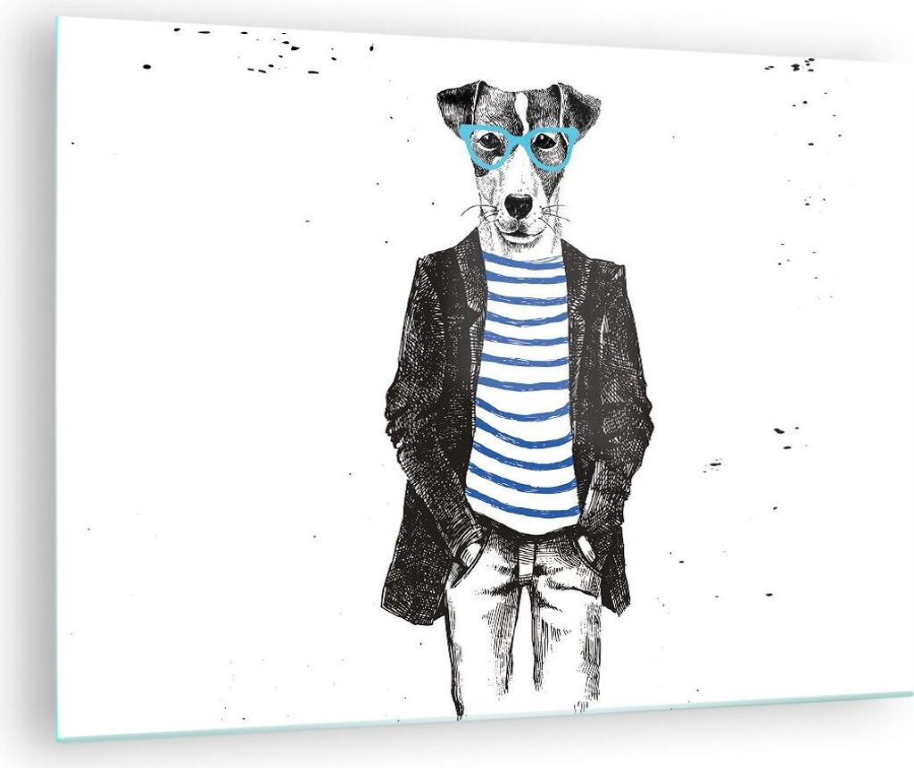 Bilder auf glas - Hund Abstraktion - 70x50cm - Glasbilder - Wandbilder - Kunstdruck - zum Aufhängen bereit - Wanddekoration aus Glas - Glas Bilder...