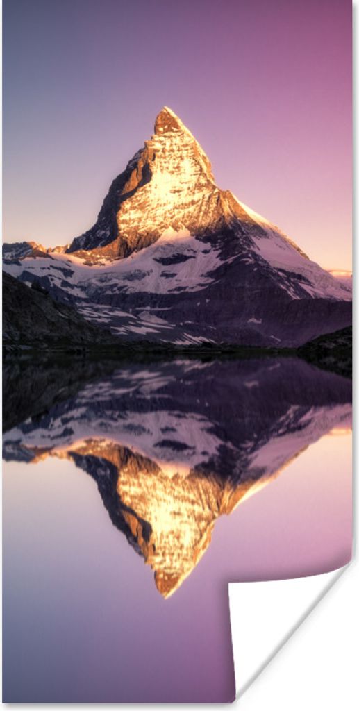 MuchoWow Poster Matterhorn bei Sonnenaufgang vom Riffelsee in der Schweiz 80x160 cm - Kinderzimmer