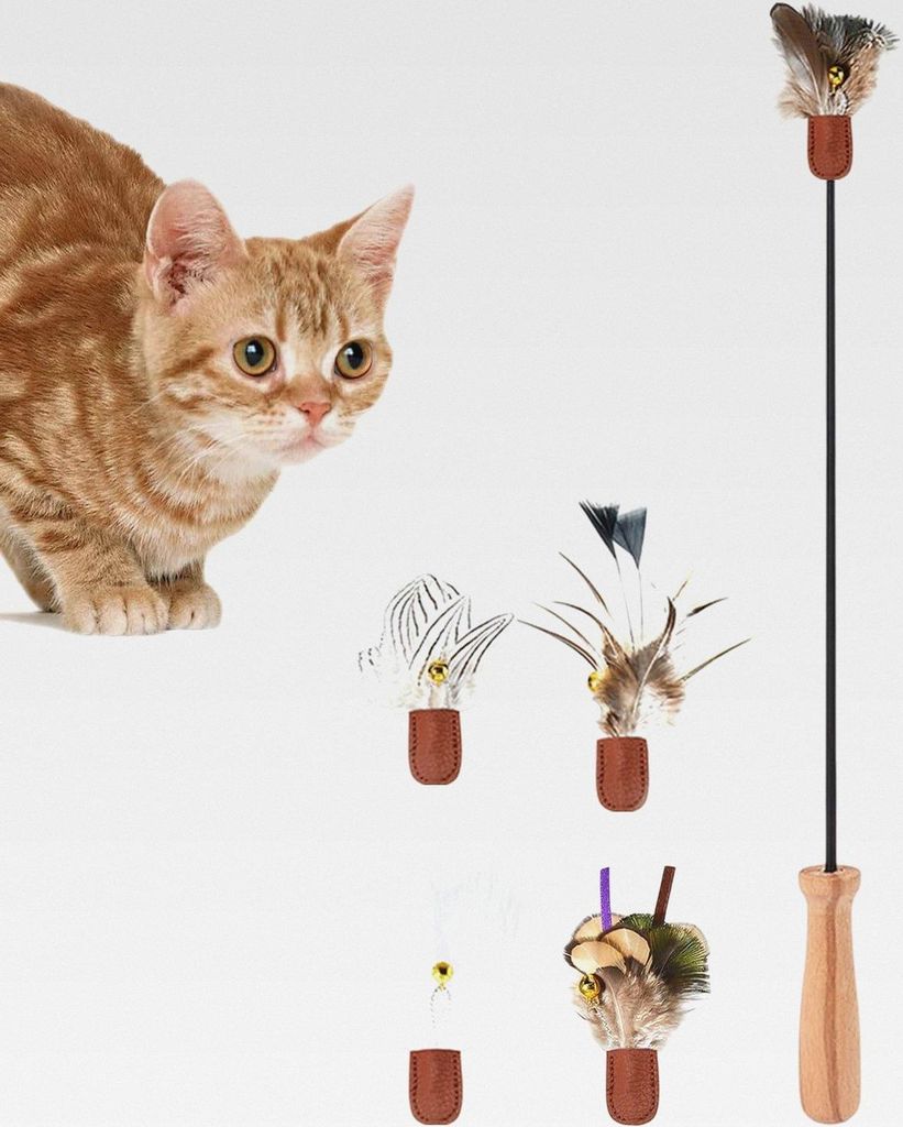Spielzeug Zur Bereicherung Für Katzen - Selbstspielende Spielrute Mit Teaser - Bewegungsspielzeug Für Katzen,Für Haustiere Drinnen Draußen Spie...