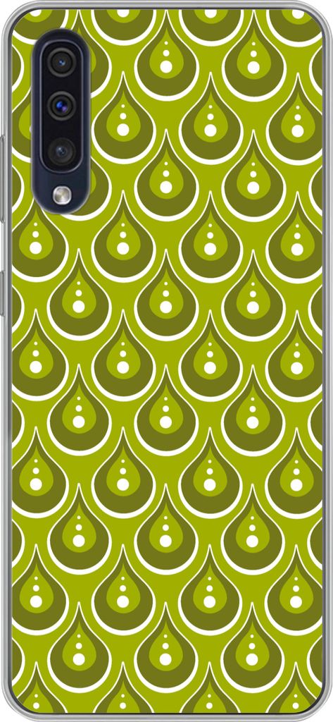 MuchoWow Handyhülle Schutzhülle Hülle für Telefoonhoesje Samsung Galaxy A30s Muster - Retro - Regen - Tropfen - Grün Silikon Softcase Handy ...