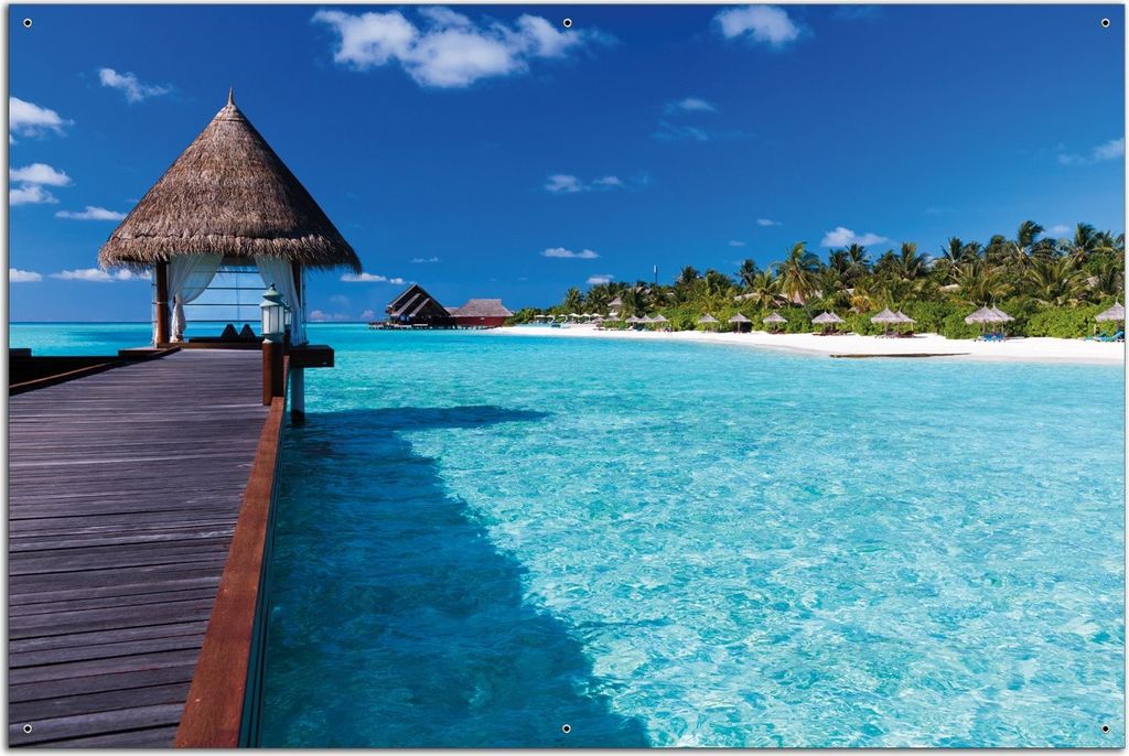 Wallario Outdoor-Poster für Garten oder Balkon, Motiv Ein Platz in der Südsee, in ca. 61 x 91,50 cm