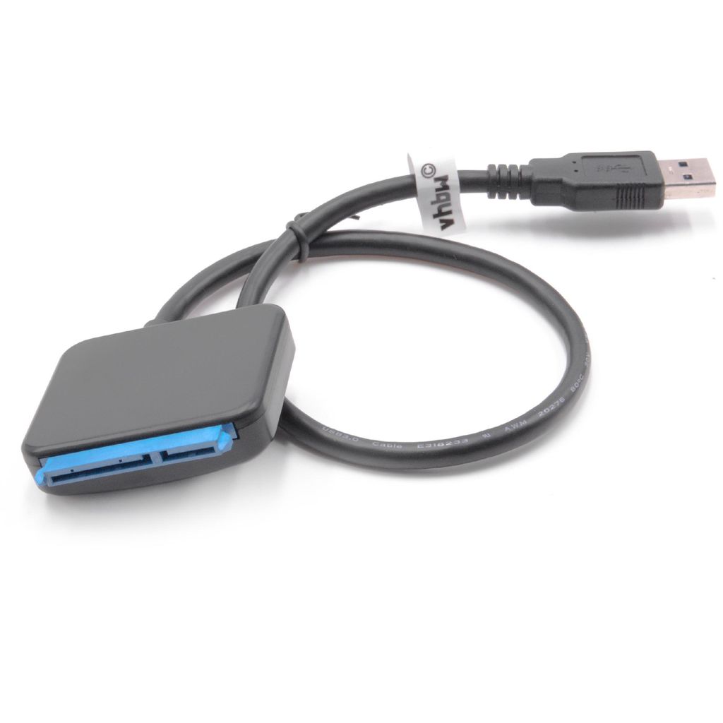 vhbw SATA III zu USB 3.0 Adapter, Anschlusskabel für 2'5", 3'5" HDD, SSD Festplatten - Festplattenkabel, Plug & Play Fähig, Schwarz Blau