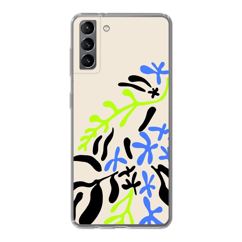 MuchoWow Handyhülle Schutzhülle Hülle für Samsung Galaxy S21 Plus Blatt - Abstrakt - Muster Silikon Softcase Handy Hülle - Handy-Tasche