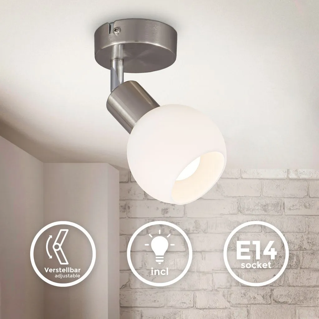 Plafoniera Orientabile B.K.Licht LED 3000K Vetro Smerigliato E14