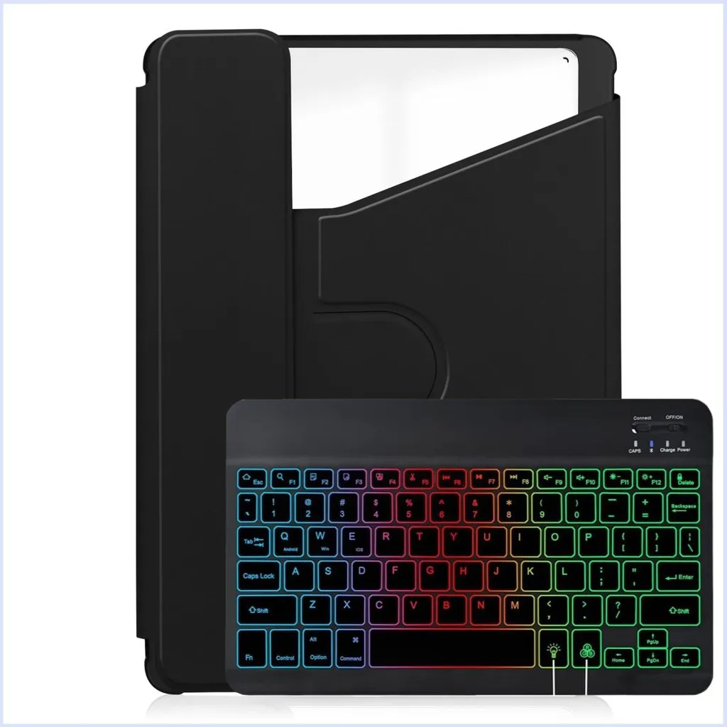 Clavier Bluetooth rétroéclairé et étui rotatif pour iPad Air 4/5 10.9