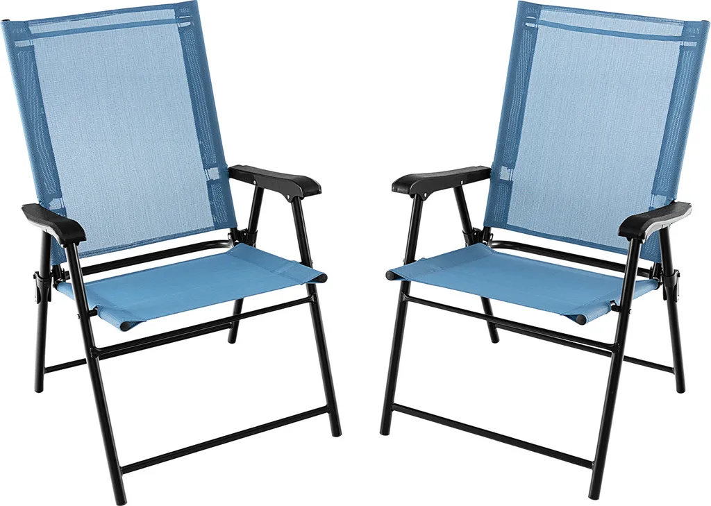 Set di 2 sedie da giardino COSTWAY, sedie pieghevoli con braccioli, sedie da balcone con tessuto resistente alle intemperie, sedie da patio per giardino, cortile, balcone