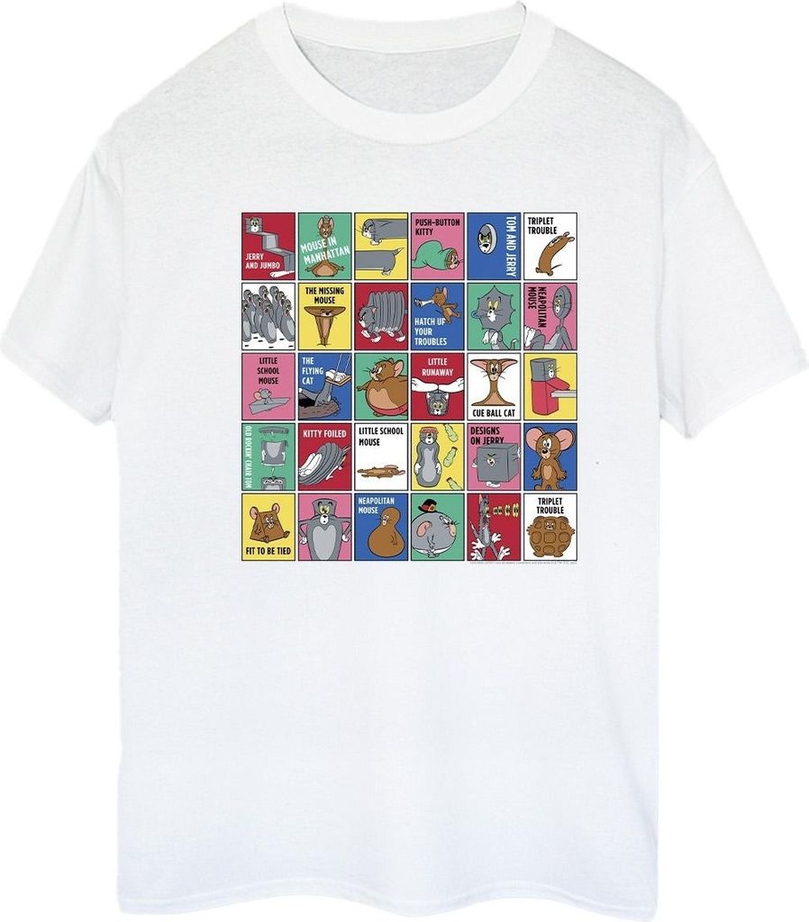 Tom And Jerry - "Grid Squares" T-Shirt für Damen BI46395 (XXL) (Weiß)